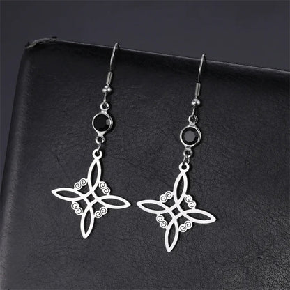 Stainless Steel Witchcraft Dangle Earrings Protection Amulet