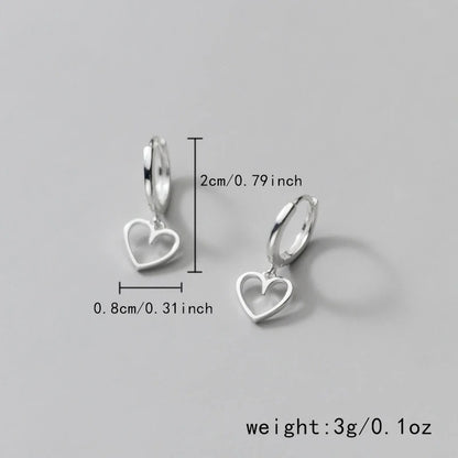 Small Hollow Heart Drop Earrings Red Tassel for Women