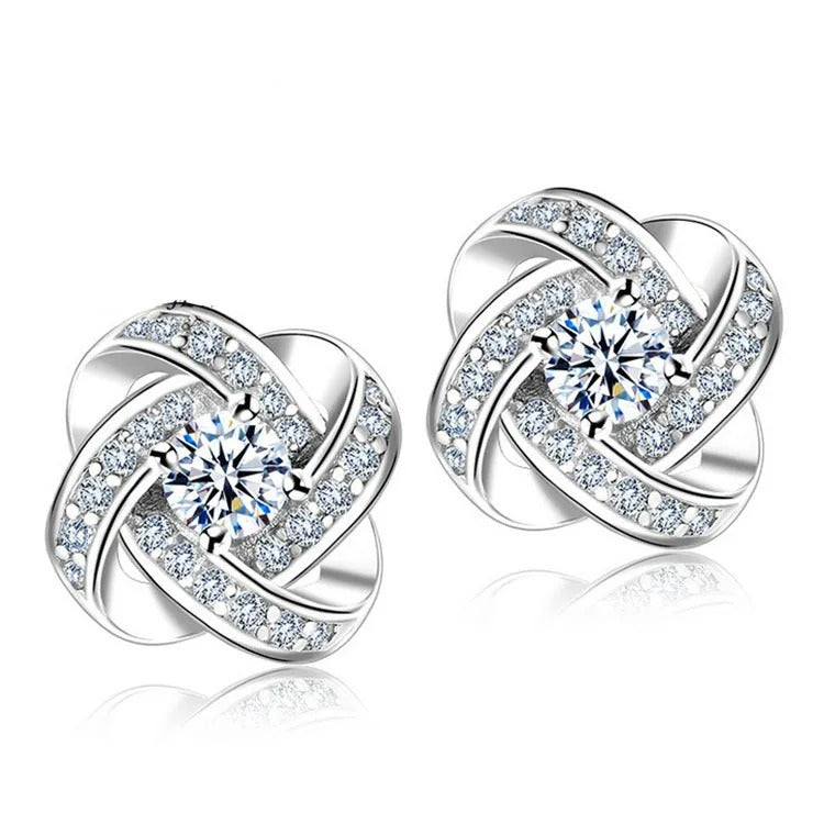 Bijoux New Bridal Jewelry Sets 925 Sterling Silver Long Statement Clover Choker Necklaces Zirconia Earrings for Women Gift