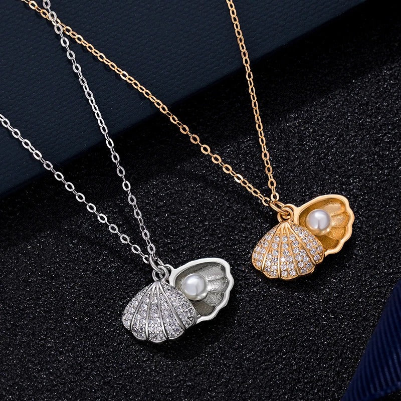 Fashion Summer Necklace Crystal Zircon Shell Imitation Pearl Jewelry