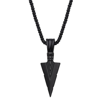 Men Black Long Necklace for Men Women with Arrow Pendant Jewelry Chain Hip Hop Punk Rock Christmas Halloween Gift
