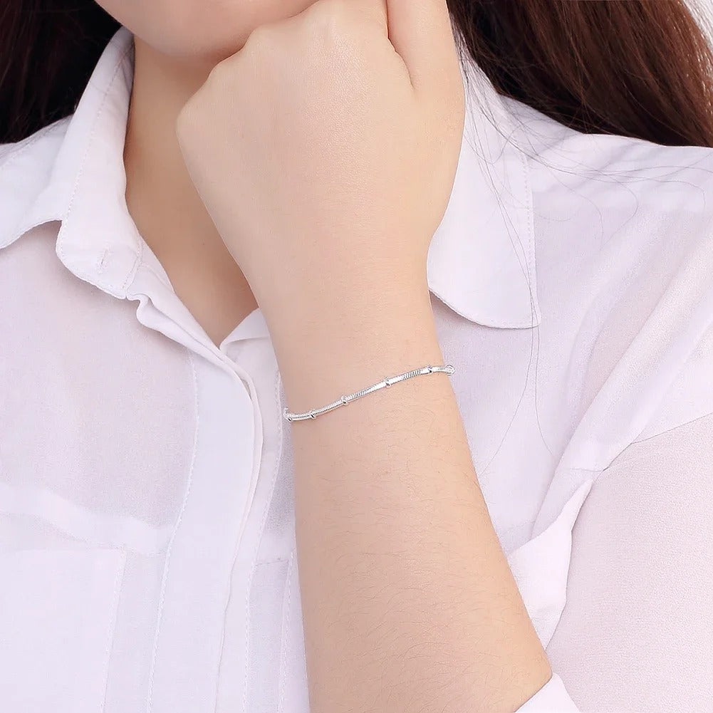 silver Bracelets for women fine snake bone beads chain fashion Wedding party Christmas gifts Jewelry