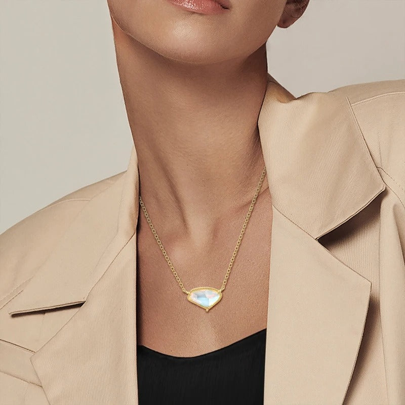 2025 New 925 Sterling Silver Necklace Aurora Crystal Golden Simple Necklaces for Women Anniversary Birthday Jewelry Gift Female