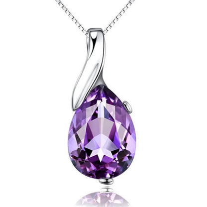 Crystal Angel Tears Pendant Necklace Elegant 925 Silver Jewelry