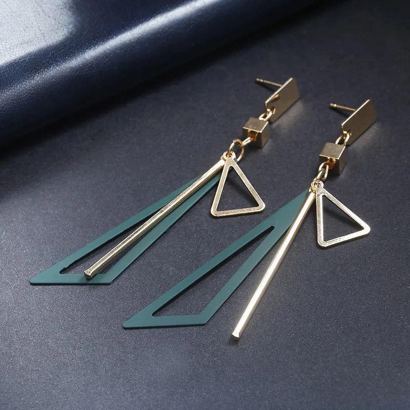Triangle Long Drop Earrings for Women Geometric Statement Jewelry Gift