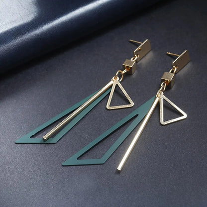 Triangle Long Drop Earrings for Women Geometric Statement Jewelry Gift