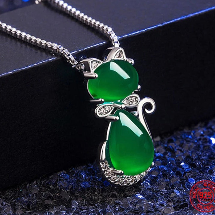 925 Sterling Silver Emerald Necklace For Women Fashion Jewelry Accessories