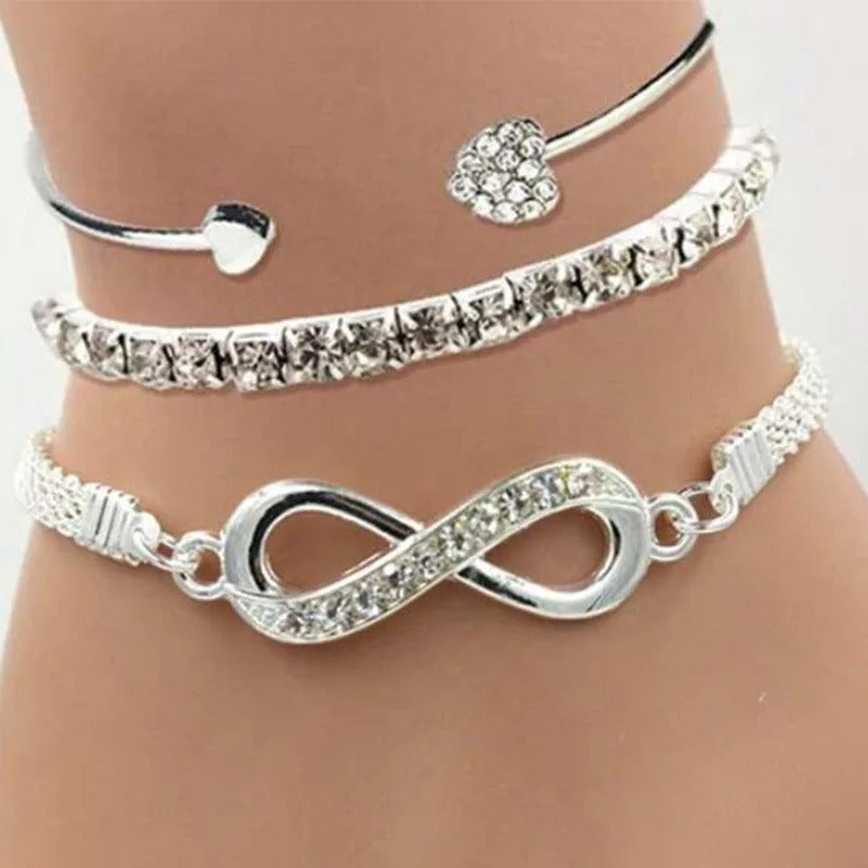 Kuziduocai 316L Stainless Steel Heart Zircon Seashell Flower Bracelet