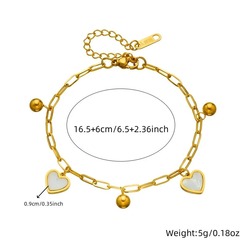 316L Stainless Steel Heart Double-Layer Bead Bracelet for Women