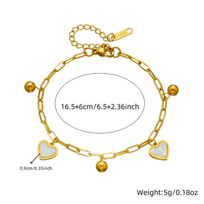 316L Stainless Steel Heart Double-Layer Bead Bracelet for Women