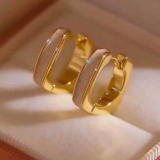 2025 New Fashion Trend Oil-dropping Square Earrings for Women Simple Retro Temperament Ear Buckle Luxury Jewelry Gift