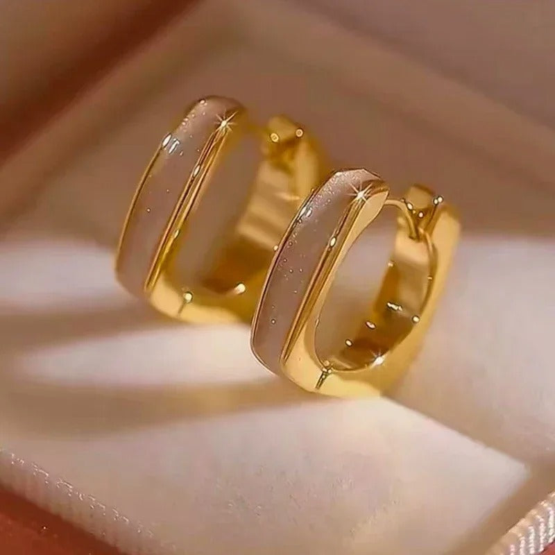 2025 New Fashion Trend Oil-dropping Square Earrings for Women Simple Retro Temperament Ear Buckle Luxury Jewelry Gift