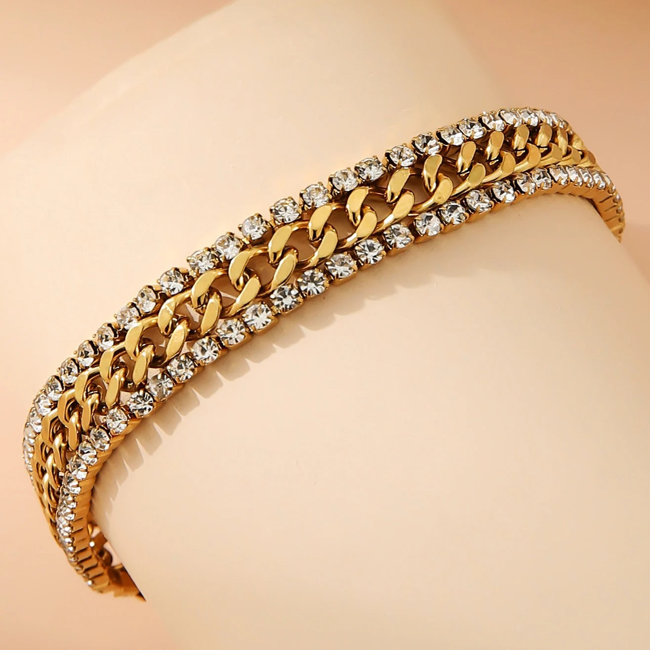 18K Gold Plated Adjustable CZ Bracelet Women’s Stackable Jewelry