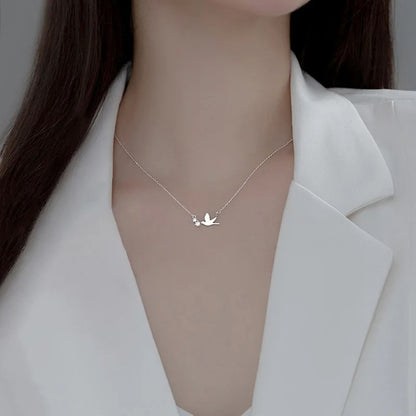 Korean Silver White Dove Zircon Clavicle Necklace