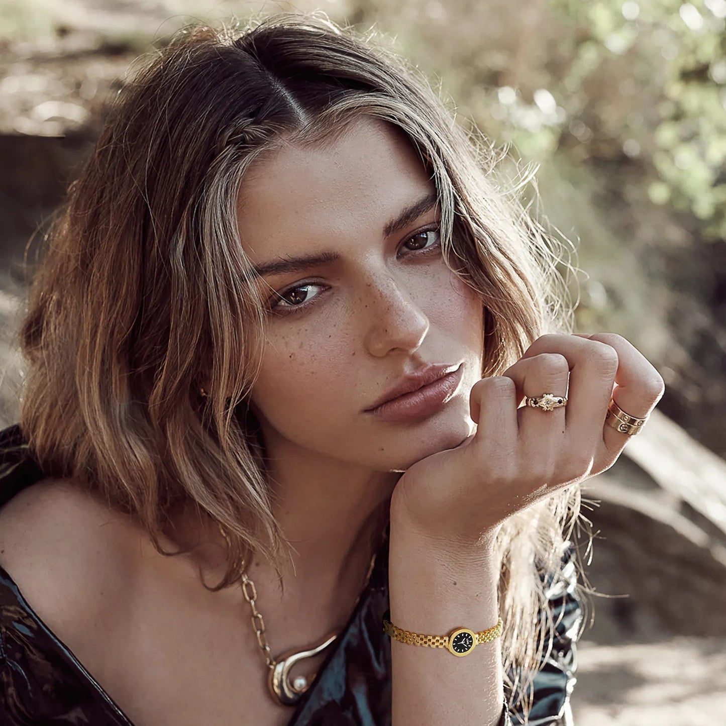 Women Cuff Bracelet Bangle, Stainless Steel Watch Shape Statement Love Gift