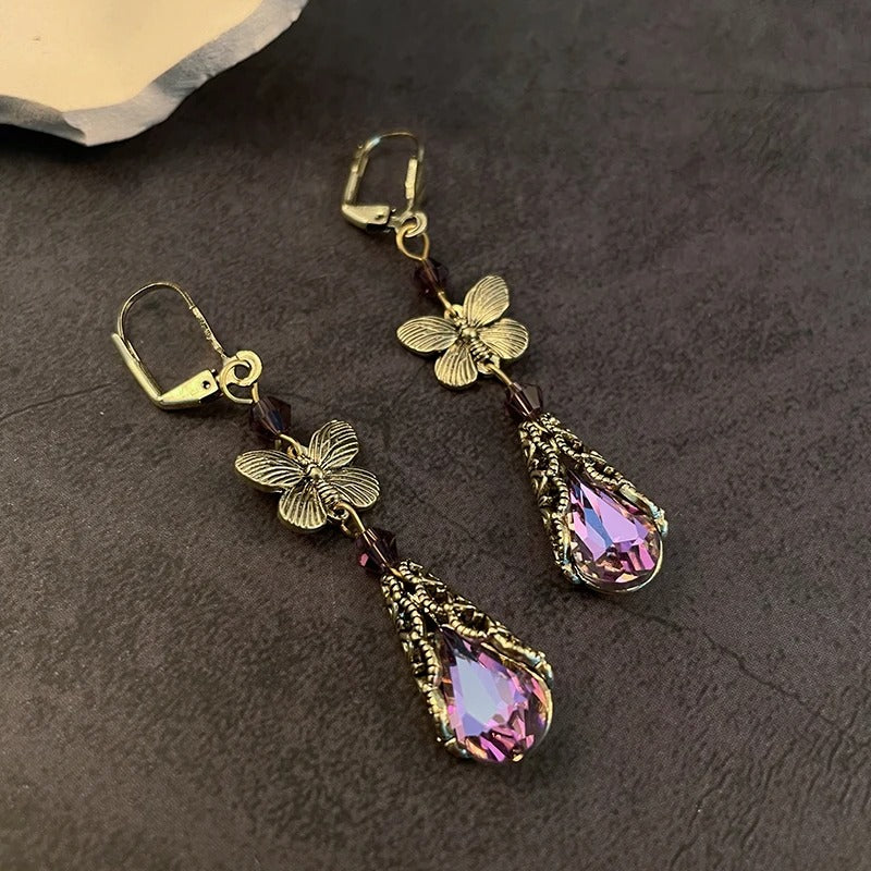 Butterfly Rainbow Teardrop CZ Earrings Hypoallergenic Jewelry for Her