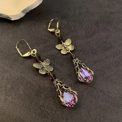 Butterfly Rainbow Teardrop CZ Earrings Hypoallergenic Jewelry for Her