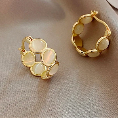 White Green Round Hoop Earrings Women Trendy Luxury Accessories