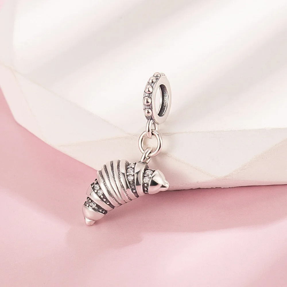 Pan Charms Original Croissant Dangle Charm Bracelet Pendant Jewelry
