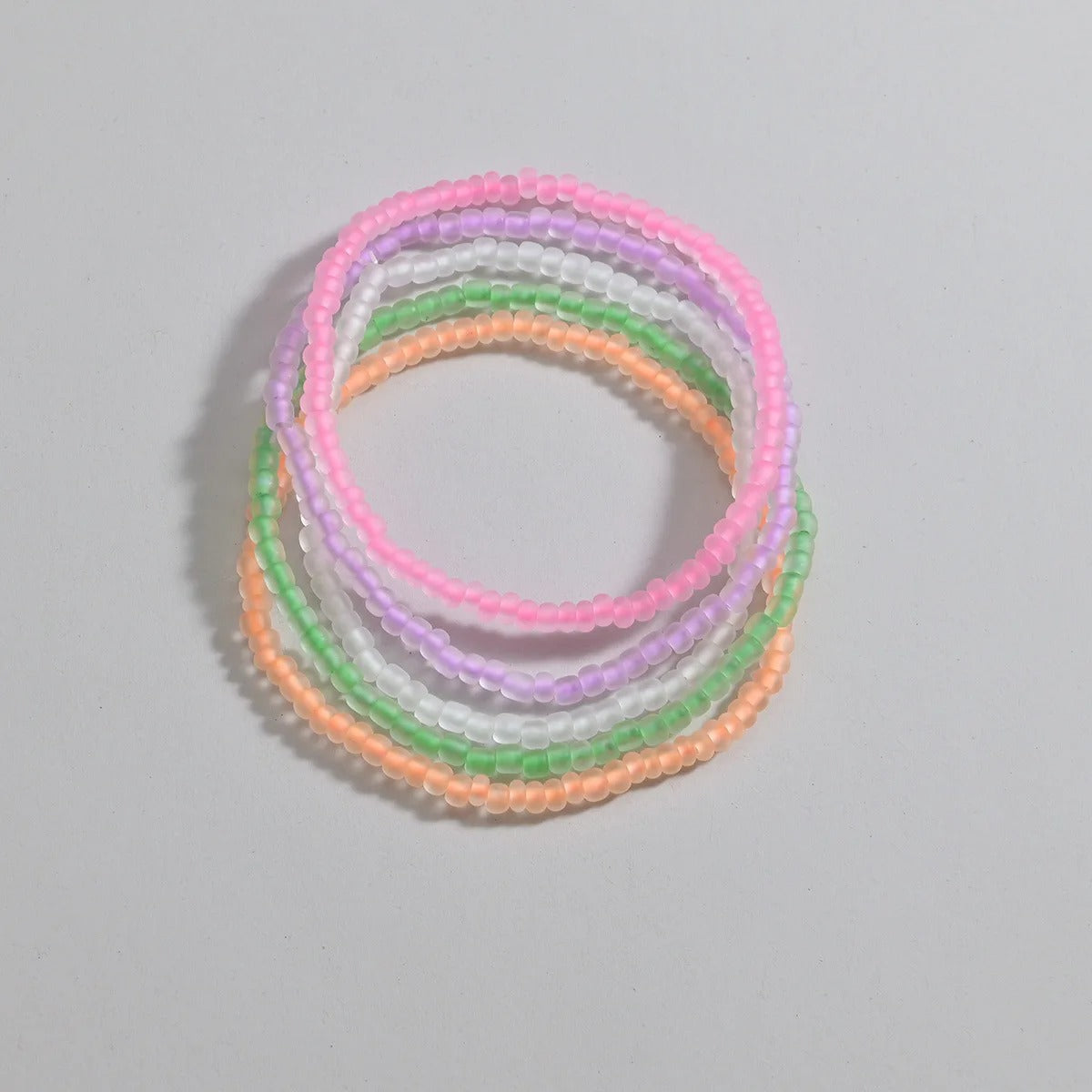 Elastic Rainbow Beaded Anklet Set Women Summer Beach Jewelry