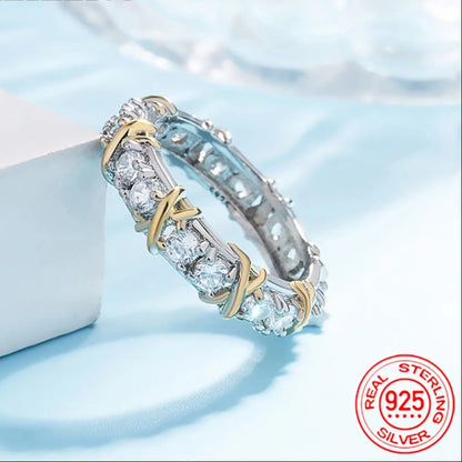 AAA Zircon Interlaced 925 Silver Ring Luxury Engagement Gift
