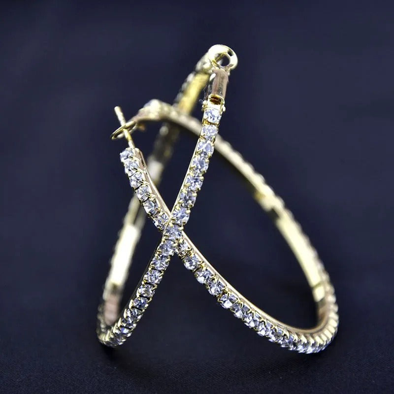 Fashion Rhinestone Hoop Earrings Crystal Circle for Women