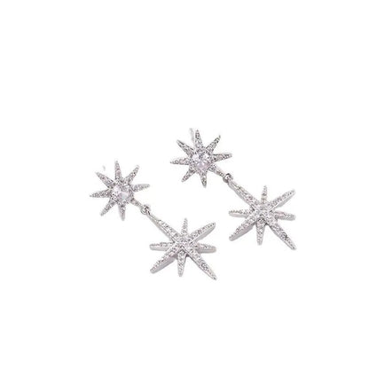 Gold-Plated Zircon Star Earrings for Women