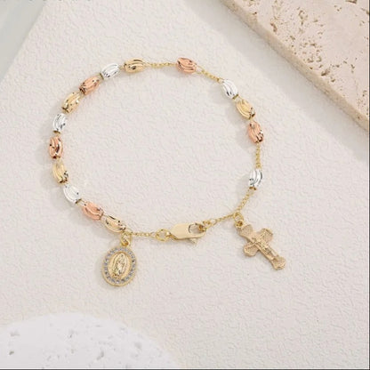Jewellery Women Virgin Mary Rosary Bead Cross Bracelet Charms Chain accessories