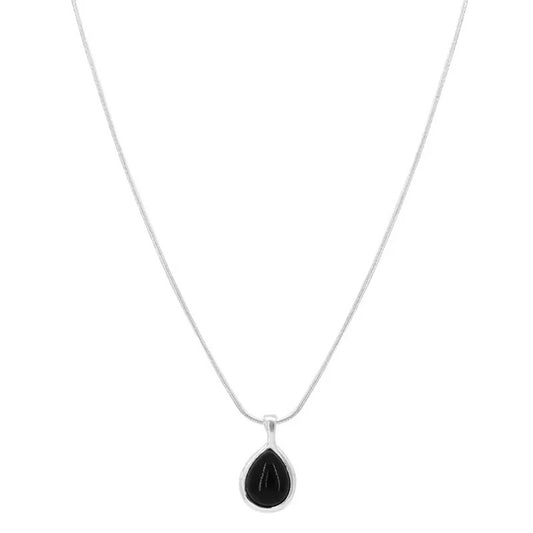 Water Drop Black Zircon Snake Chain Necklace For Women Couples Fashion Classic Minimalist Temperament Daily Jewelry Gift