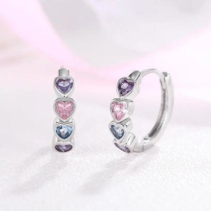 Dainty Heart CZ Hoop Earrings Colorful Women Jewelry