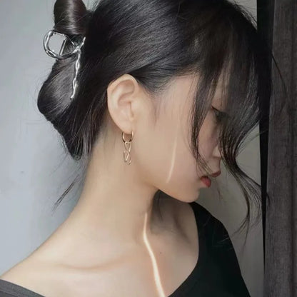 Handwritten Design Earrings Korean Wave Gold Jewelry Accessories