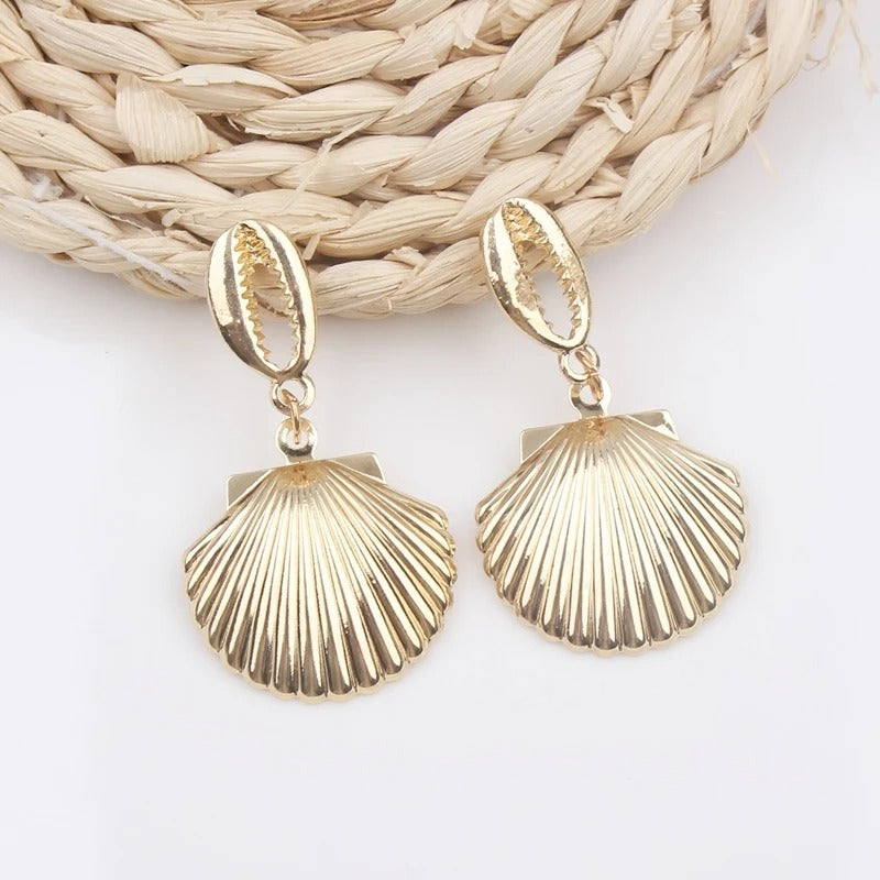 Natural Shell Conch Drop Earrings For Women Beach Small Gold Color Wedding Jewelry Gift