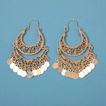 Bohemian Gold Tassel Hoop Earrings Women’s Luxury Party Jewelry