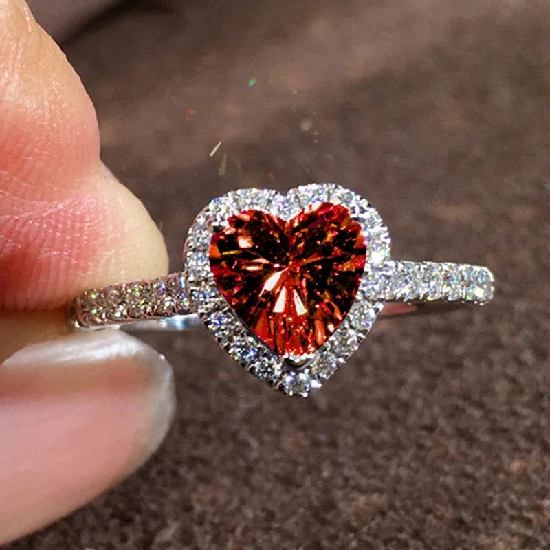 Shiny Heart Ring for Women Exquisite CZ Finger Accessory