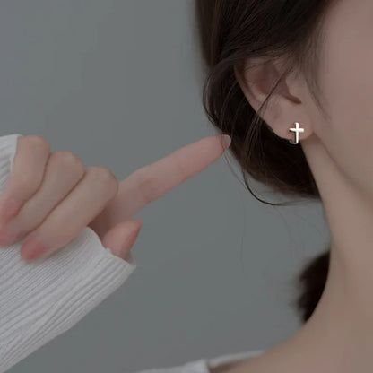 Fashion Couple Cross Earrings Sterling Silver Women Accessories
