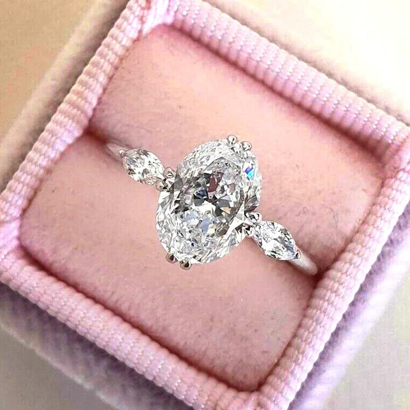 Elegant Oval Cubic Zirconia Crystal Rings for Women Stylish Female Accessories Party Finger Ring Luxury Jewelry