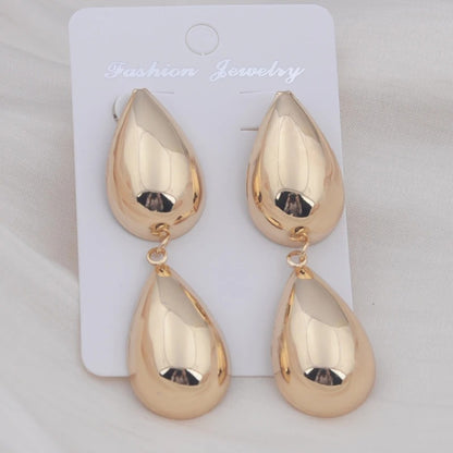 Chunky Water Droplet Dangle Earrings Vintage European Style