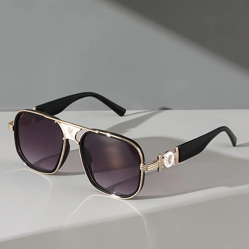 Oversized Retro Gradient Metal Sunglasses Y2K Style
