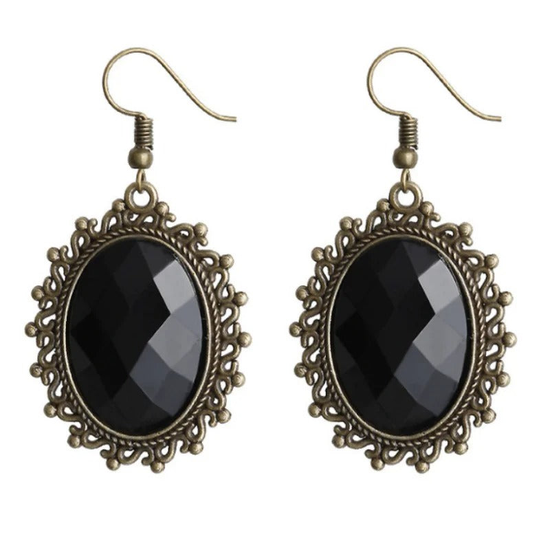 Vintage Big Gemstone Dangle Earrings for Women Punk Luxury Jewelry Gift
