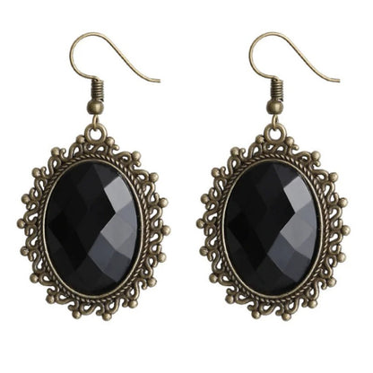 Vintage Big Gemstone Dangle Earrings for Women Punk Luxury Jewelry Gift