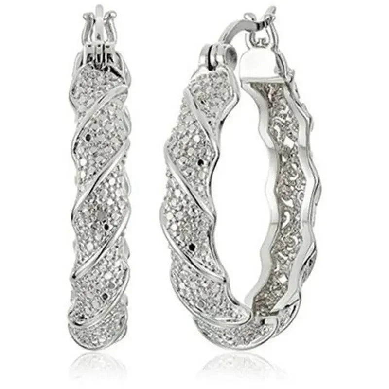 Gold Twisted Hoop Earrings for Women Wedding Engagement Gift