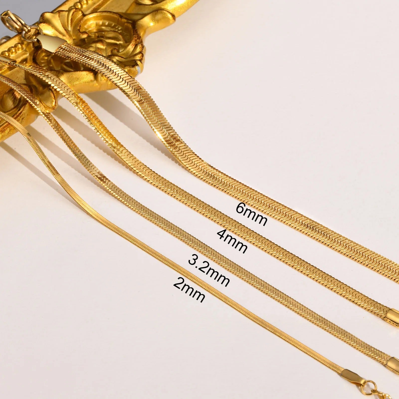 Snake Chain Bracelet For Women ,18k Gold Plated Link Adjustable Stainless Steel.