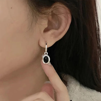 Allergy-Free Black Ball Drop Earrings Women Korean Trendy Jewelry
