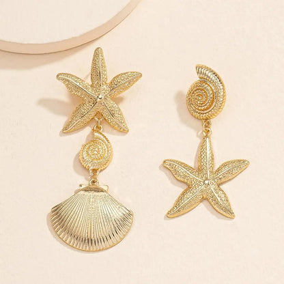 Exaggerated Shell Star Dangle Drop Earrings for Women Summer Beach Party Jewelry Gift