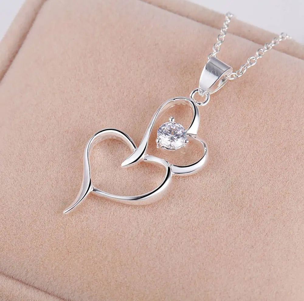 Necklace Pendant Shiny zircon heart For Women Exquisite Student Girlfriend Wedding Gift