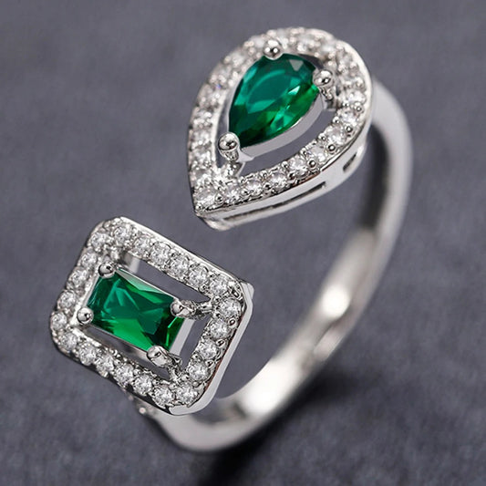 Geometric Shaped Cuff Opening Rings for Women Silver Color/Gold Color Noble Cubic Zirconia Ring Accessory Fashion Jewelry