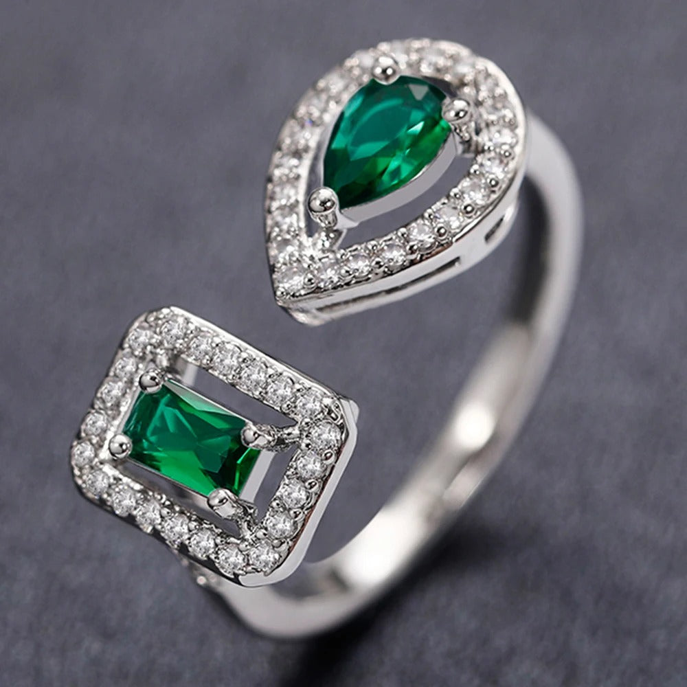 Geometric Shaped Cuff Opening Rings for Women Silver Color/Gold Color Noble Cubic Zirconia Ring Accessory Fashion Jewelry