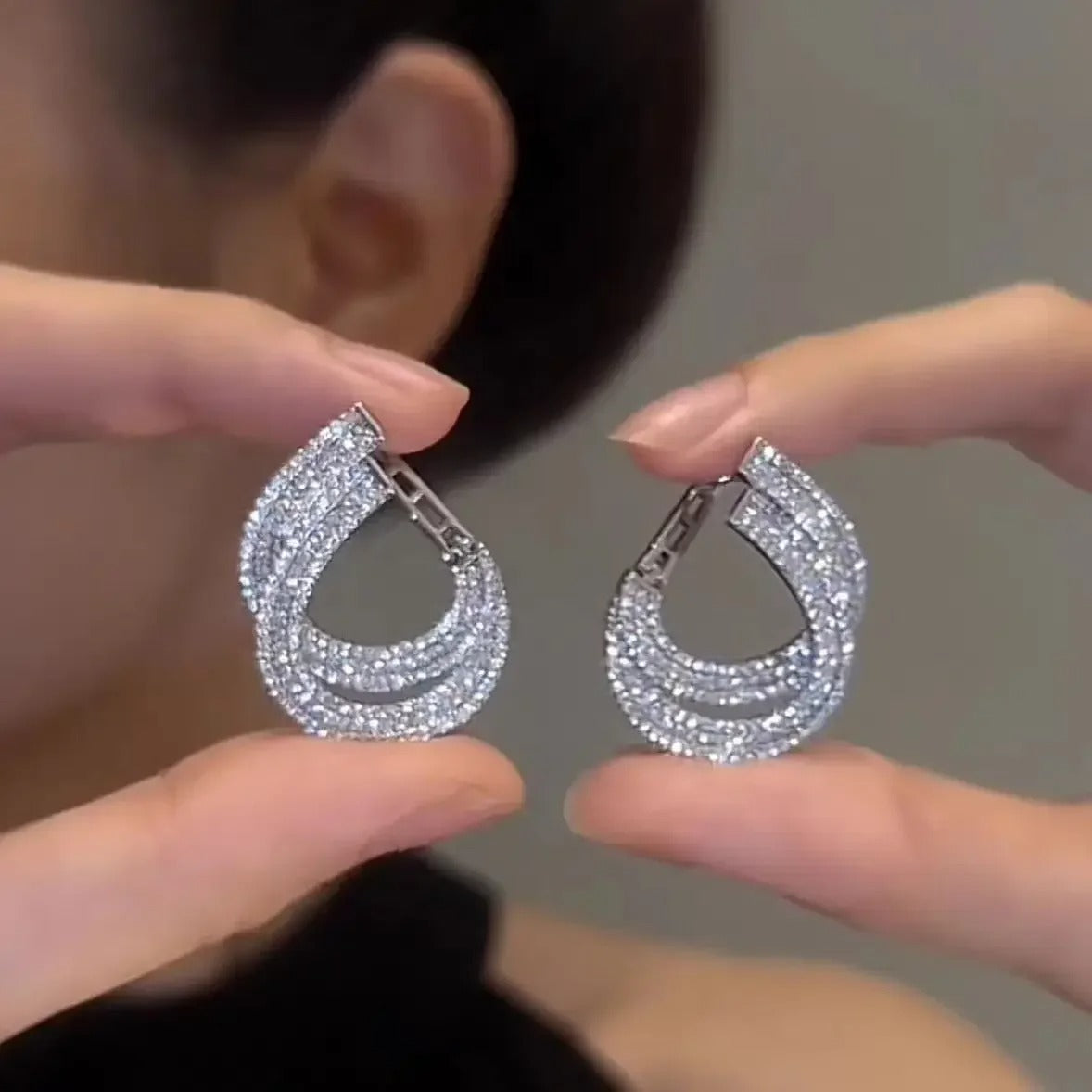 Double Layer Earrings for Women Zircon C-shaped New Fashion Personality Cool Girls Party Accessories Jewelry Women