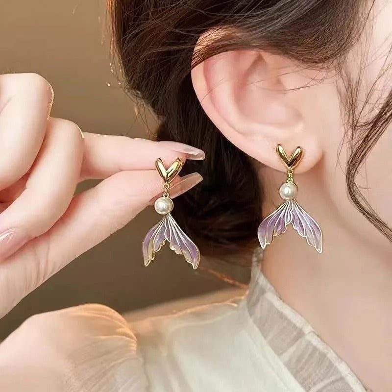 Elegant Sweet Gradient Fishtail Pearl Earrings for Ladies Party