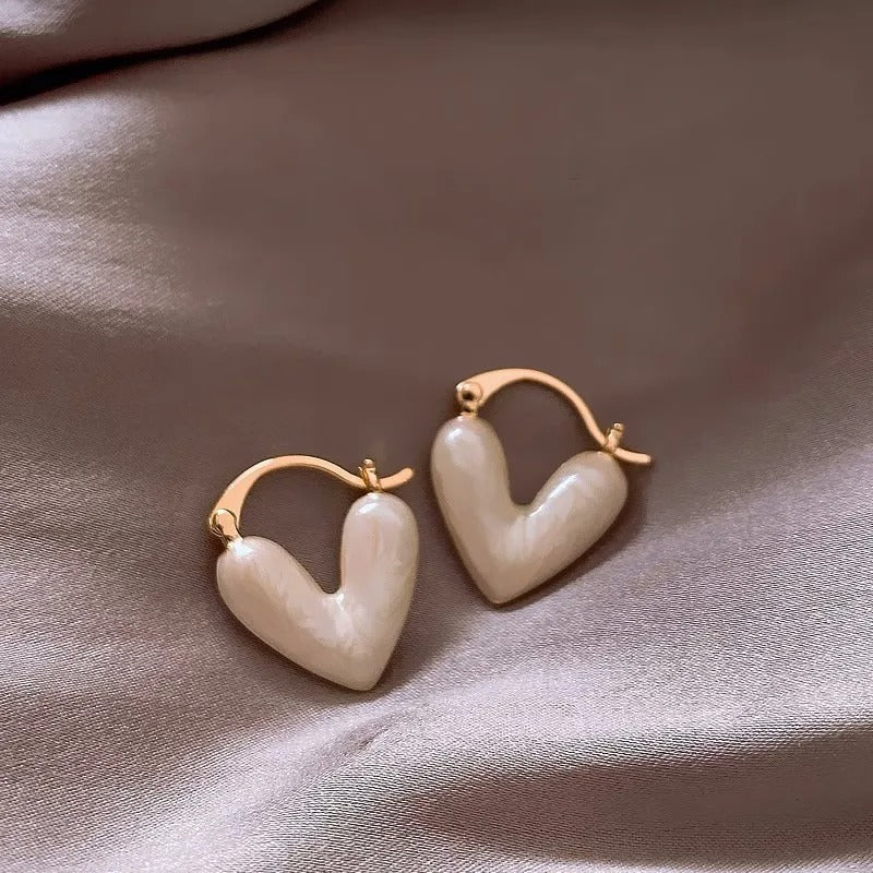 Korean White Love Stud Earrings for Women Fashion Jewelry